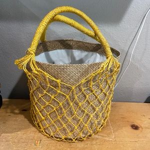 NEW Aqua Wicker & Woven Basket Bag PURSE NIB